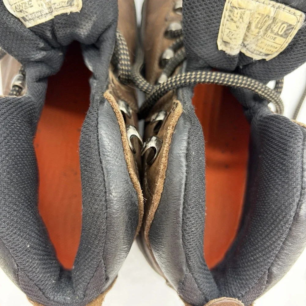 Hi-Tec Womens 9 Boots Altitude Hiking Waterproof Brown Leather Steel Shank